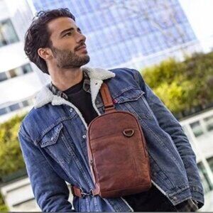 Spikes & Sparrow Camel Crossbody Sling bag Leather Bag